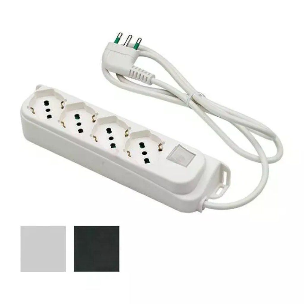 FME Fanton 47420 Omega Multipresa 4 Prese Bipasso/Schuko 16A, USB-A e Cavo 1,5 m