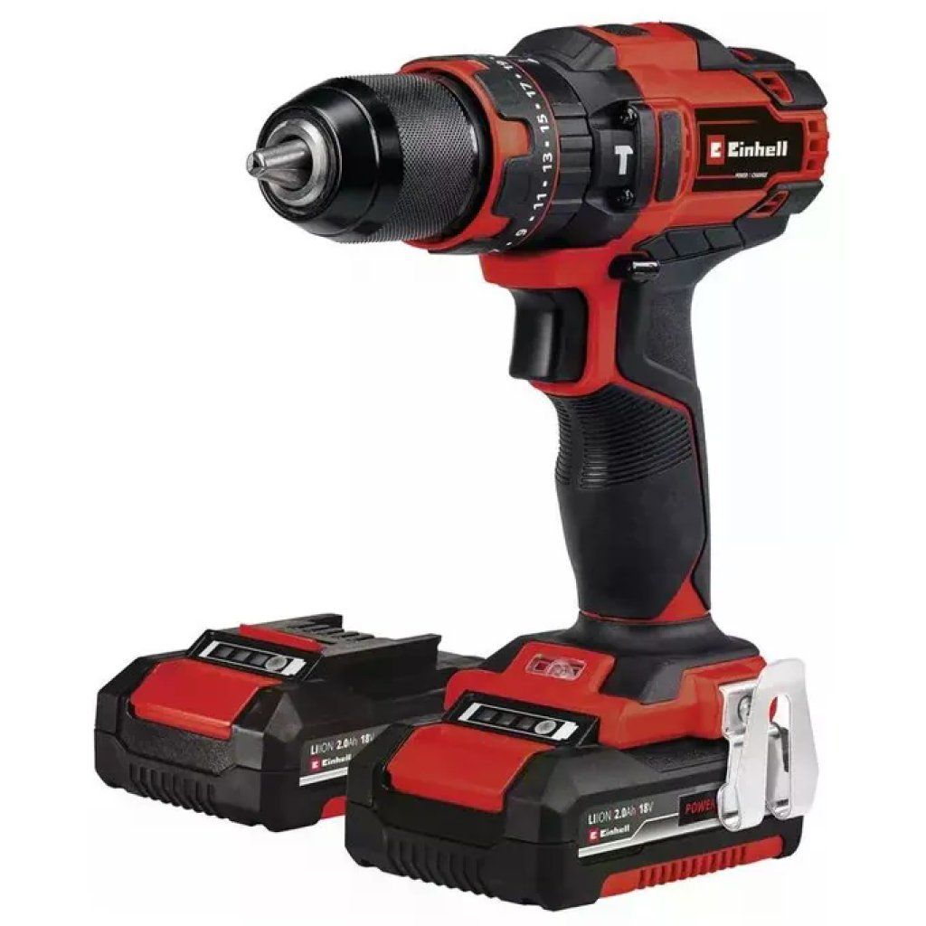 Einhell TE-CD 18/40 Li-i Trapano Avvitatore a Percussione 18 V, 40 Nm, 2 Batterie 2 Ah e 64 Accessori