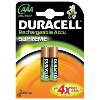 Duracell Supreme AAA – 2 pile ricaricabili NiMH 1000 mAh