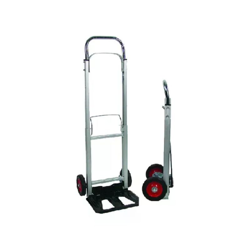 ALTE 01754 Carrello Pieghevole in Alluminio e Acciaio, Portata 90 kg, Ruote Piene 150 mm, Nero