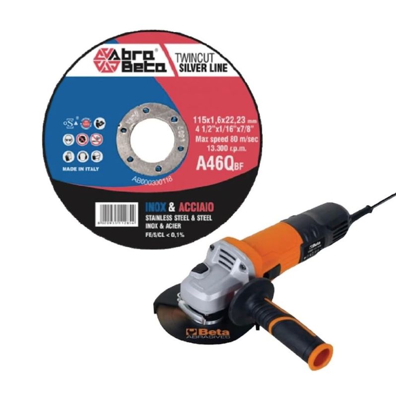 ABRABETA Kit Abra Beta con 300 dischi da taglio 115 mm e smerigliatrice 750 W