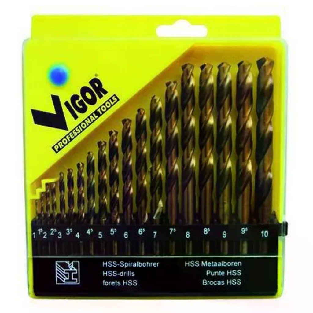 VIGOR-BLINKY VIGOR 19875 Set 19 Punte HSS al Cobalto 6%, 1–10 mm VIGOR-BLINKY VIGOR 19875 Set 19 Punte HSS al Cobalto 6%, 1–10 mm