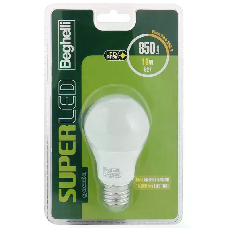 Beghelli Lampadina LED E27 9W Luce Calda 2700K