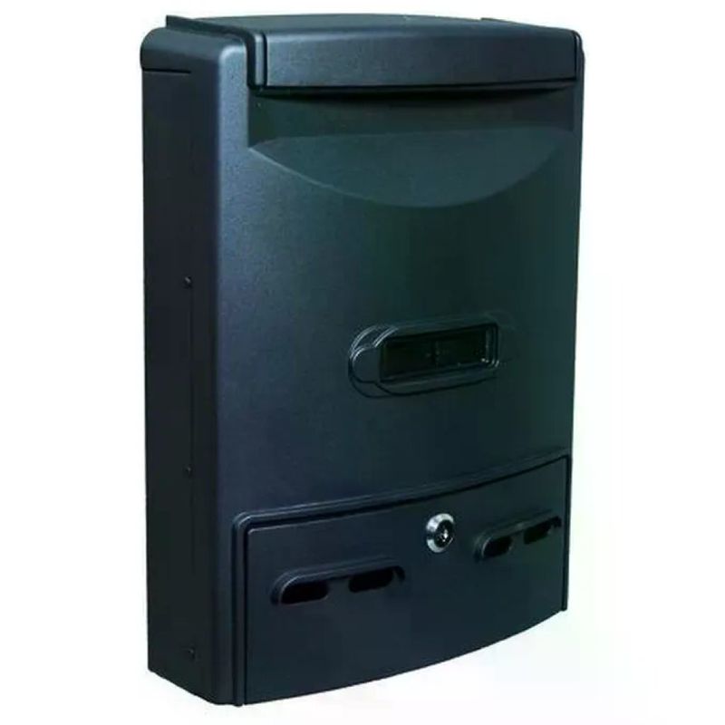 VIGOR-BLINKY Euro-Maxi Cassetta Postale da Esterno in Alluminio Nera 29 × 10 × 39 cm