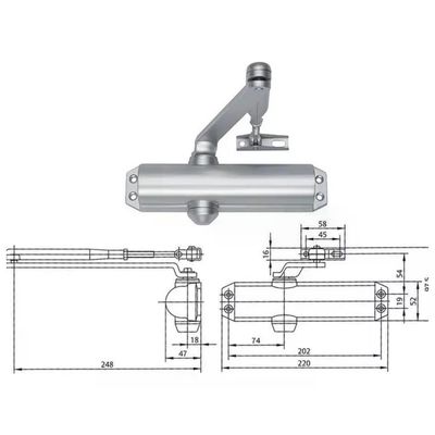 ASSA ABLOY DC120 Chiudiporta Aereo Argento, Forza EN 2-4, Senza Fermo
