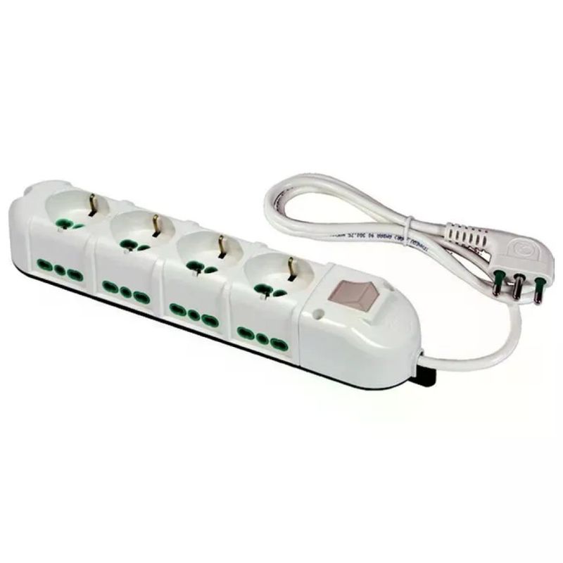 FME FANTON 42132 Multipresa a 12 Prese Tipo L, 16 A, con Interruttore e Cavo da 1,5 m, Bianca