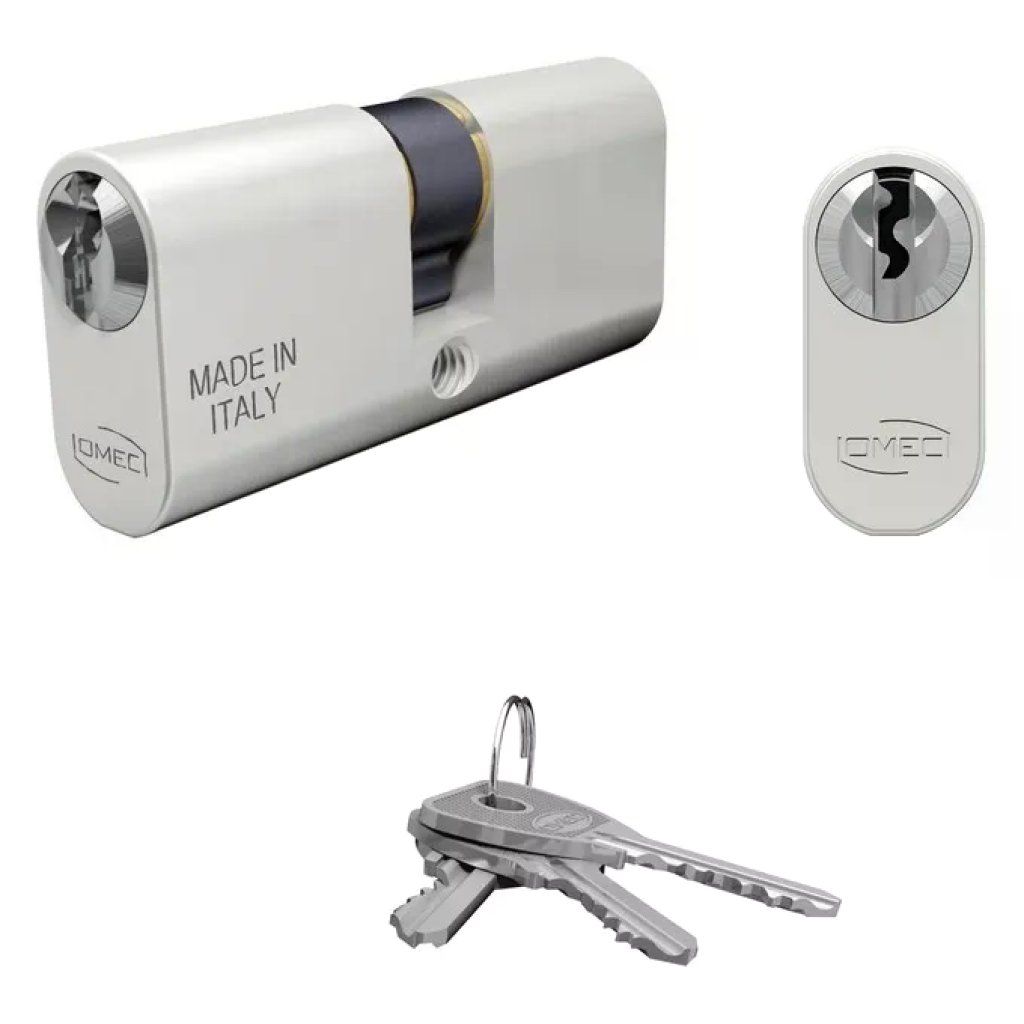 OMEC Serie 140 L Cilindro Ovale di Sicurezza 54 mm, 5 Perni, Grigio