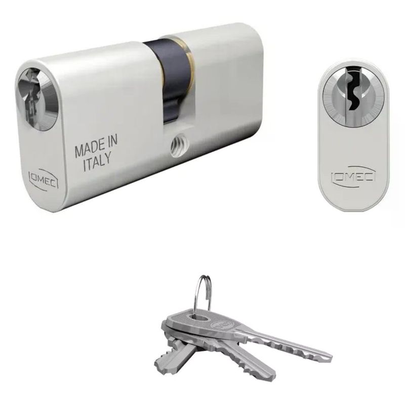 OMEC Serie 140 L Cilindro Ovale di Sicurezza 54 mm, 5 Perni, Grigio
