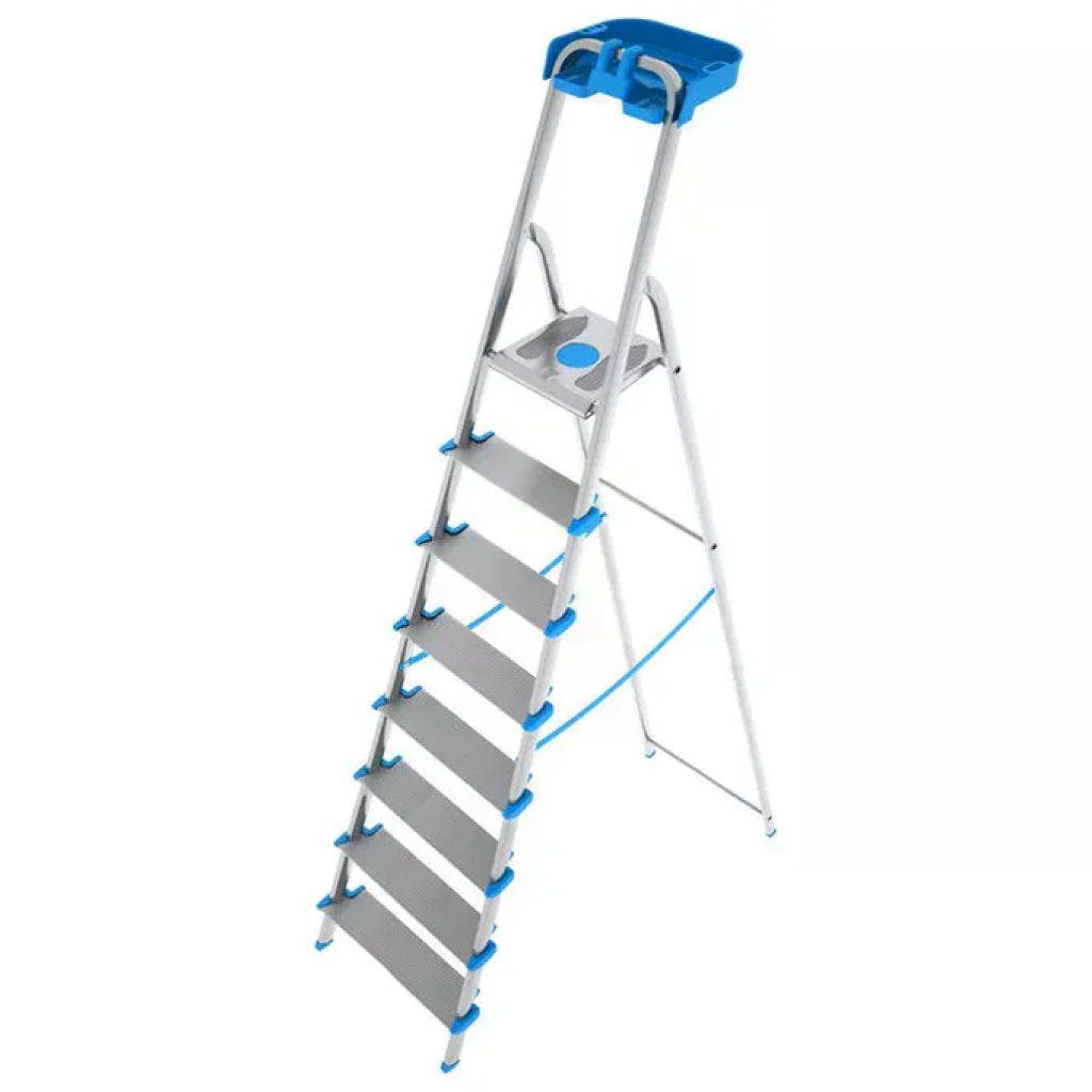 Colombo S112A08P Atlantica Scala a Gradini 8 Gradini Alluminio Extra Large 12 cm Piattaforma Antiscivolo Colombo S112A08P Atlantica Scala a Gradini 8 Gradini Alluminio Extra Large 12 cm Piattaforma Antiscivolo