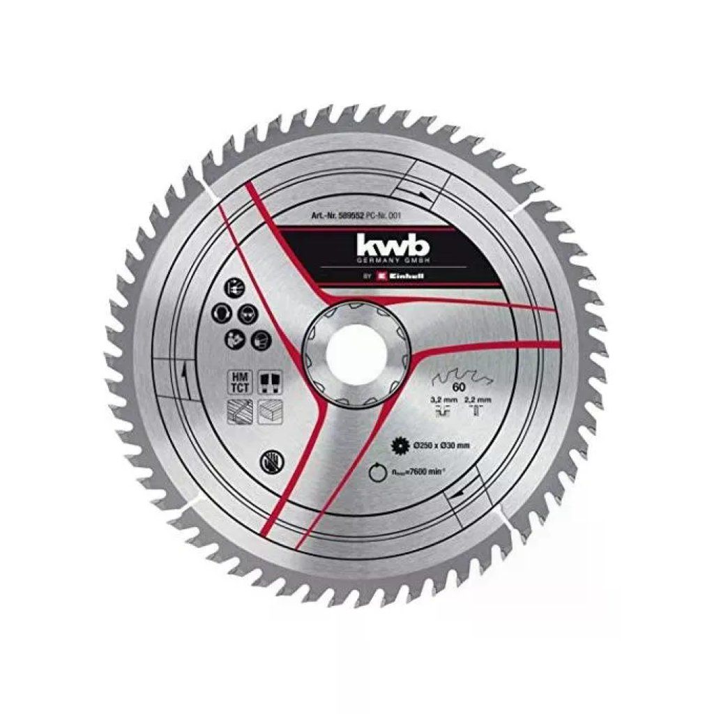 KWB Einhell 49589552 Lama circolare HM-TC 250 mm, 60 denti
