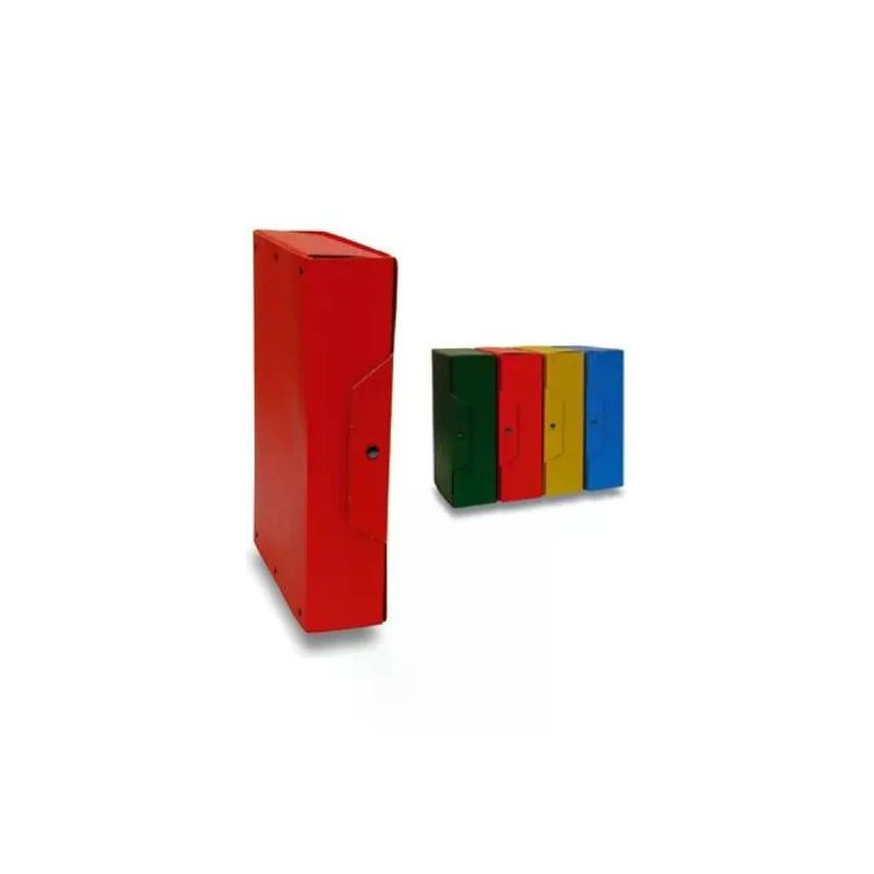 Brefiocart – Set 5 scatole portaprogetti con bottone, dorso 10 cm, blu