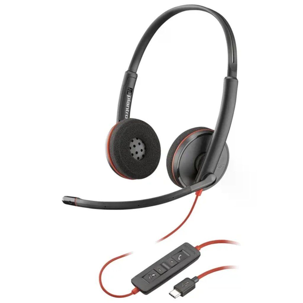 HP Poly Blackwire 3220 – Cuffie stereo USB-C con adattatore USB-C/A