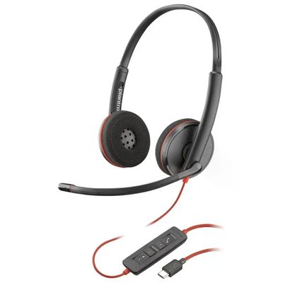 HP Poly Blackwire 3220 – Cuffie stereo USB-C con adattatore USB-C/A
