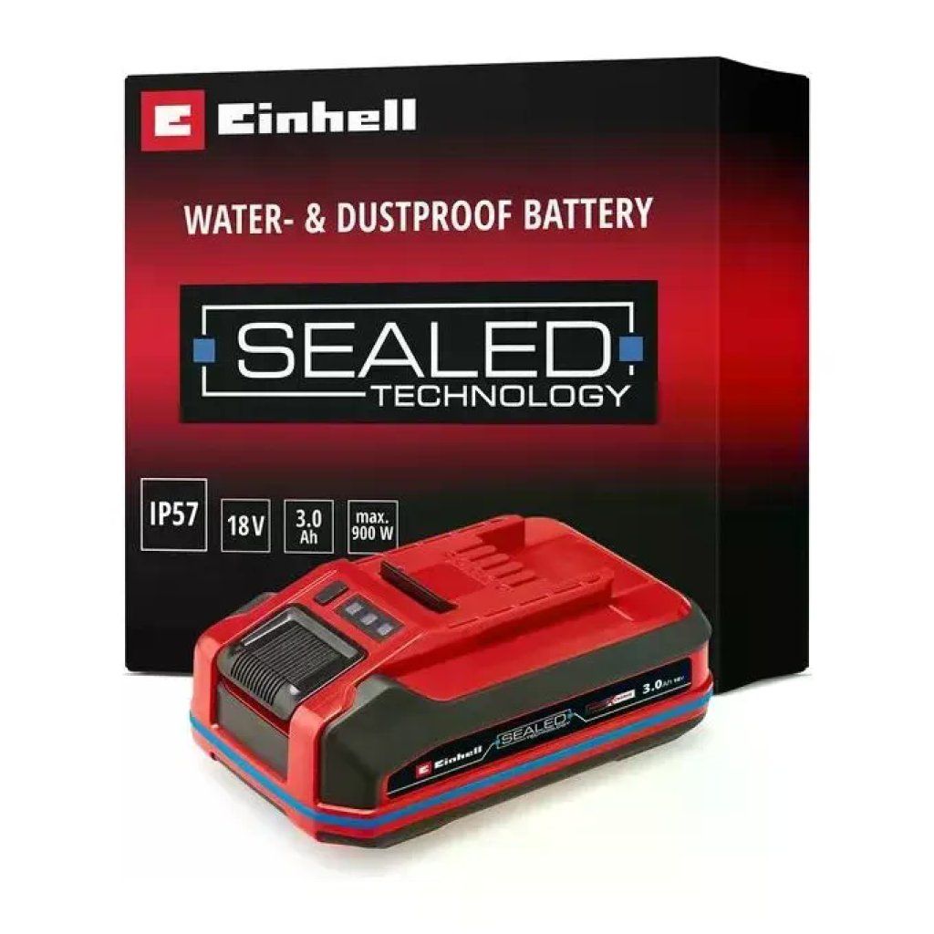 Einhell 4511618 SEALED Power X-Change PLUS Batteria 18 V 3 Ah IP57 LED a 3 livelli colore Nero Rosso