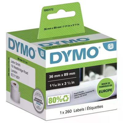 DYMO LabelWriter 1983172 – 260 etichette bianche 36 × 89 mm DYMO LabelWriter 1983172 – 260 etichette bianche 36 × 89 mm