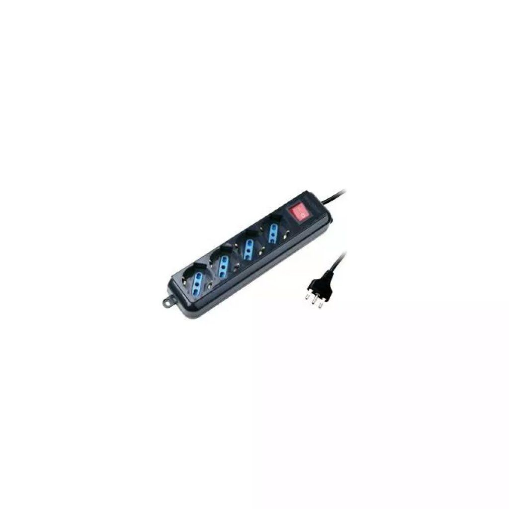 Atlantis P011-SL3004P-B Multipresa 4 Prese Schuko/Italiane 16A 2500W, Spina IEC/VDE, Nera