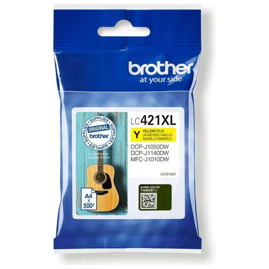Brother LC421XLY Cartuccia Originale XL Gialla, 500 Pagine Brother LC421XLY Cartuccia Originale XL Gialla, 500 Pagine