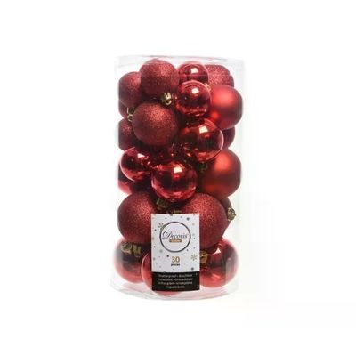 Amicasa Palline di Natale Rosse Infrangibili, Set 30 Pezzi, 4-6 cm