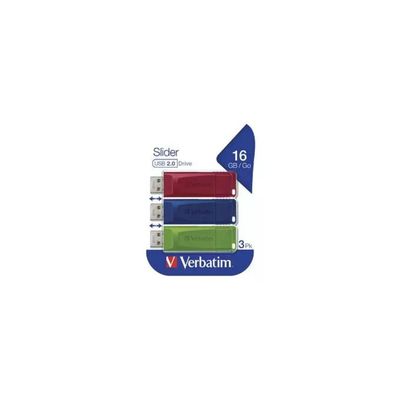 Verbatim Slider Unita' Flash Usb 16Gb Usb Tipo A 2.0 Blu Verde e Rossa Verbatim Slider Unita' Flash Usb 16Gb Usb Tipo A 2.0 Blu Verde e Rossa