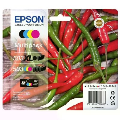 Epson 503XL Multipack Cartucce Originali Nero, Ciano, Magenta e Giallo