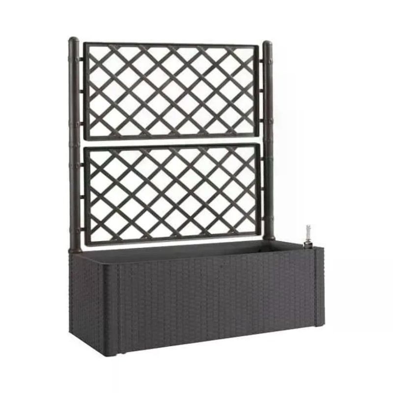Stefanplast STE75762 Natural Deluxe Fioriera Rettangolare con Spalliera Riserva Acqua 90 lt per Rampicanti