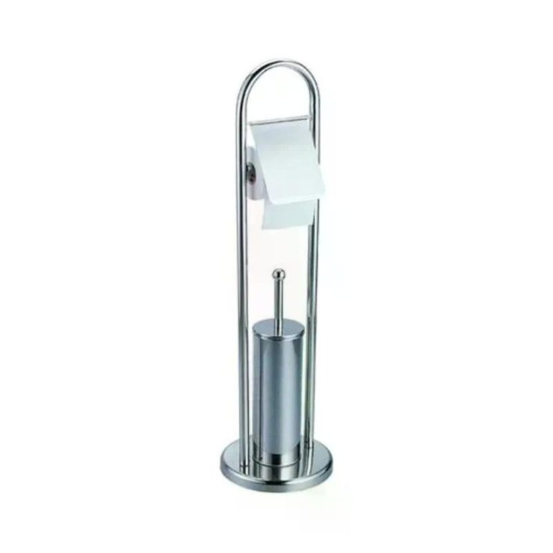 AGLAIA Xtra 96784 Portascopino Wc Inox con Portarotolo H 80 cm Acciaio inox colore Acciaio inox
