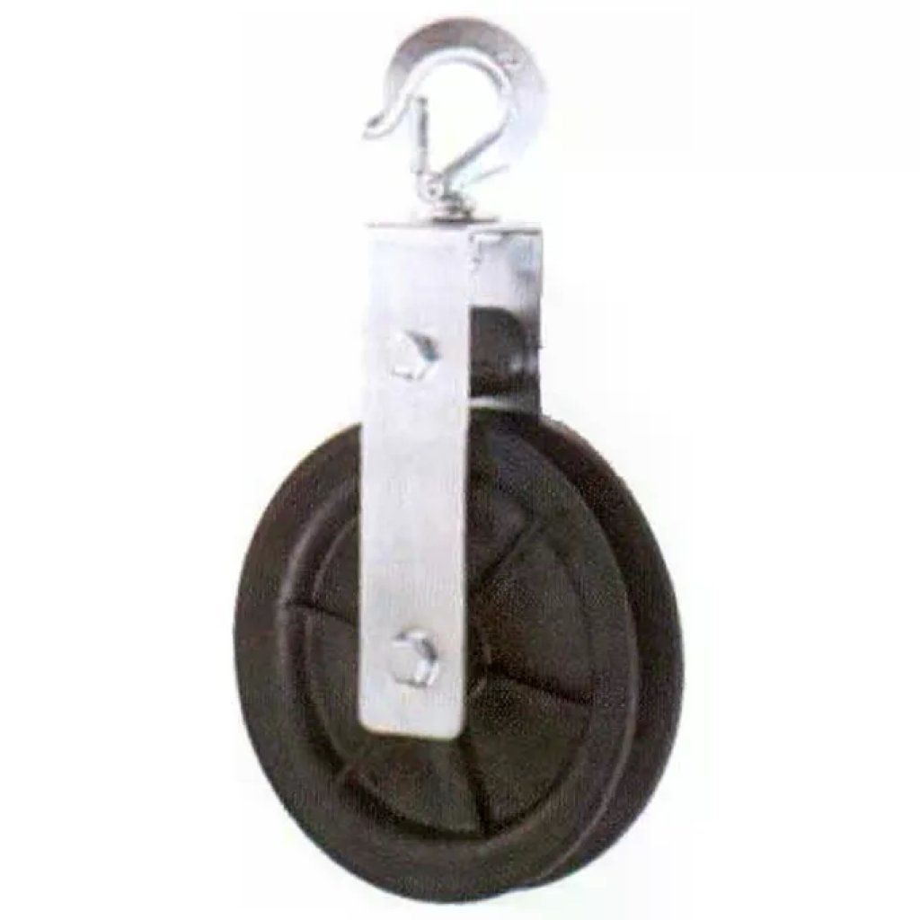 METAL HOUSE Carrucola con Ruota in Teflon 200 mm, Gancio di Sicurezza e Portata 50 kg