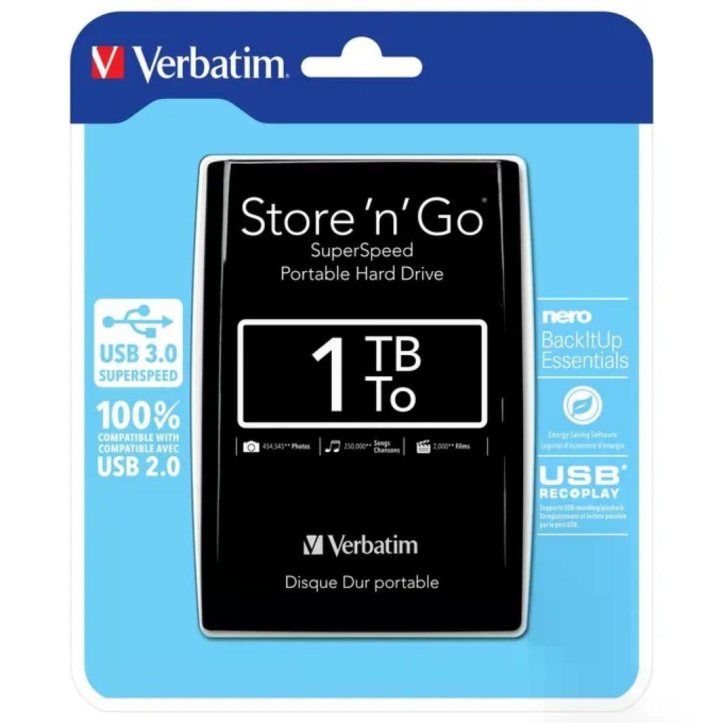 Verbatim Store 'n' Go 53023 Hard Disk Esterno Portatile 1 TB USB 3.0 Nero
