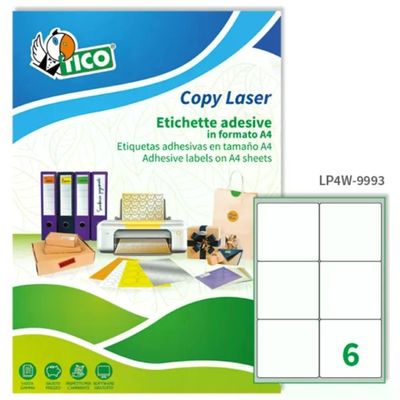 TICO LP4W-9993 Etichette Adesive Bianche 99,1 x 93,1 mm, 100 Fogli TICO LP4W-9993 Etichette Adesive Bianche 99,1 x 93,1 mm, 100 Fogli