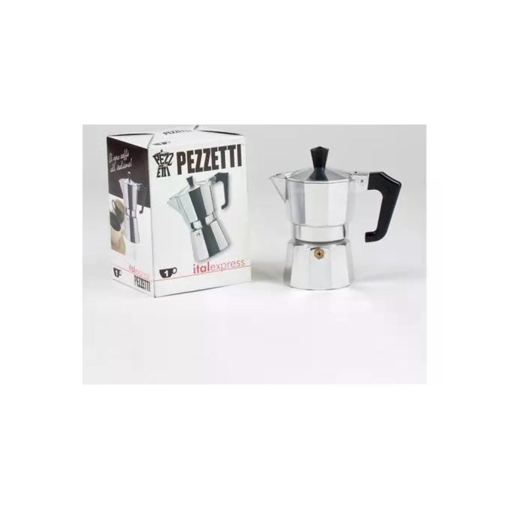 Pezzetti Italexpress Moka da 1 Tazza in Alluminio, Nero Pezzetti Italexpress Moka da 1 Tazza in Alluminio, Nero