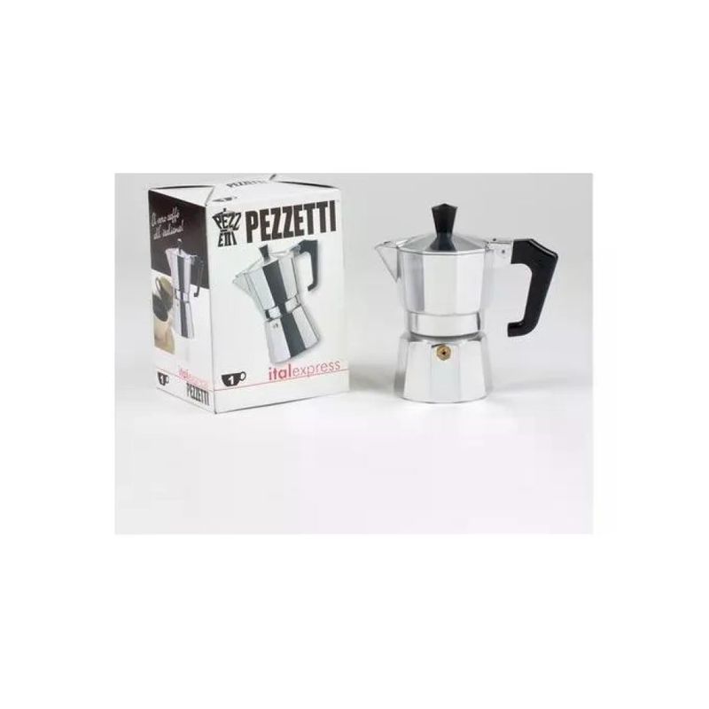 Pezzetti Italexpress Moka da 1 Tazza in Alluminio, Nero