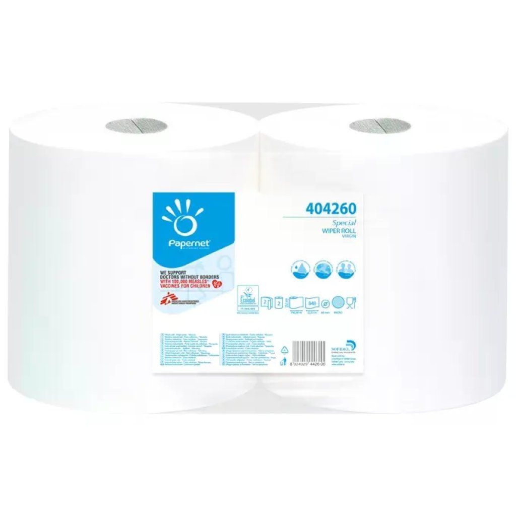 Papernet 404260 Asciugatutto Industriale in Cellulosa, 2 Veli, 848 Strappi, Bianco Papernet 404260 Asciugatutto Industriale in Cellulosa, 2 Veli, 848 Strappi, Bianco