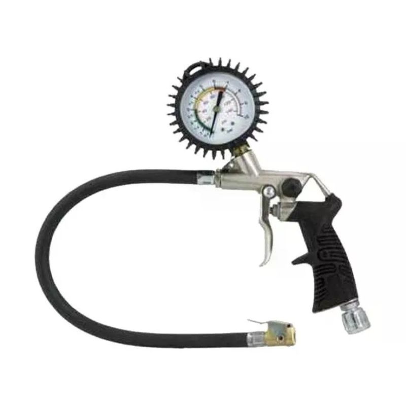 ANI AH060402 Pistola Gonfiaggio con Manometro 60 mm Doppia Scala bar psi Corpo Alluminio Nichelato