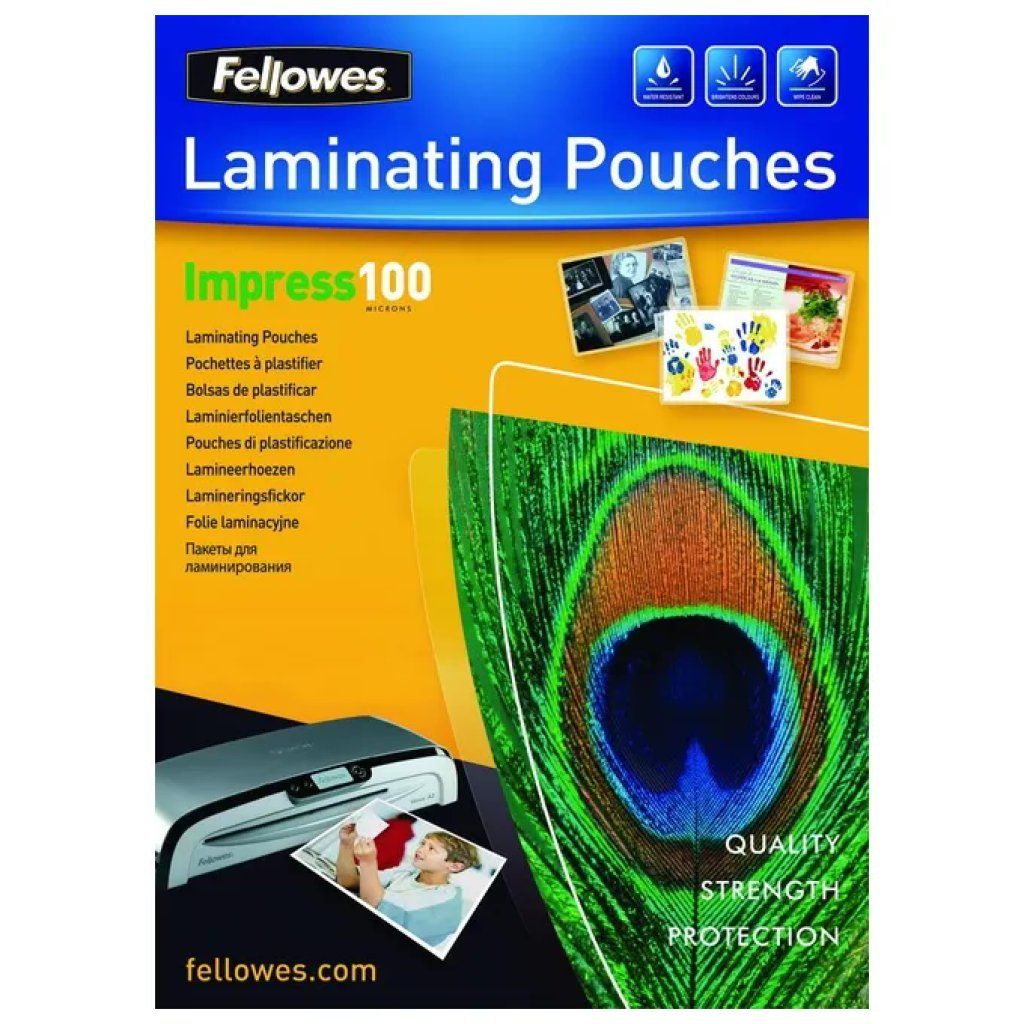 Fellowes Impress100 – 100 Pouches Lucide A4, 100 Micron