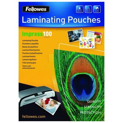 Fellowes Impress100 Pouches per plastificazione A4, 100 micron, 100 pezzi Fellowes Impress100 Pouches per plastificazione A4, 100 micron, 100 pezzi