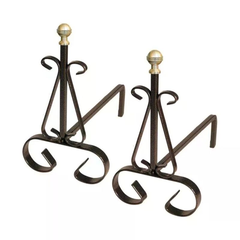MILLE 626 Coppia di Alari per Caminetto in Ferro Battuto, Nero, 35 × 15 × 25 cm