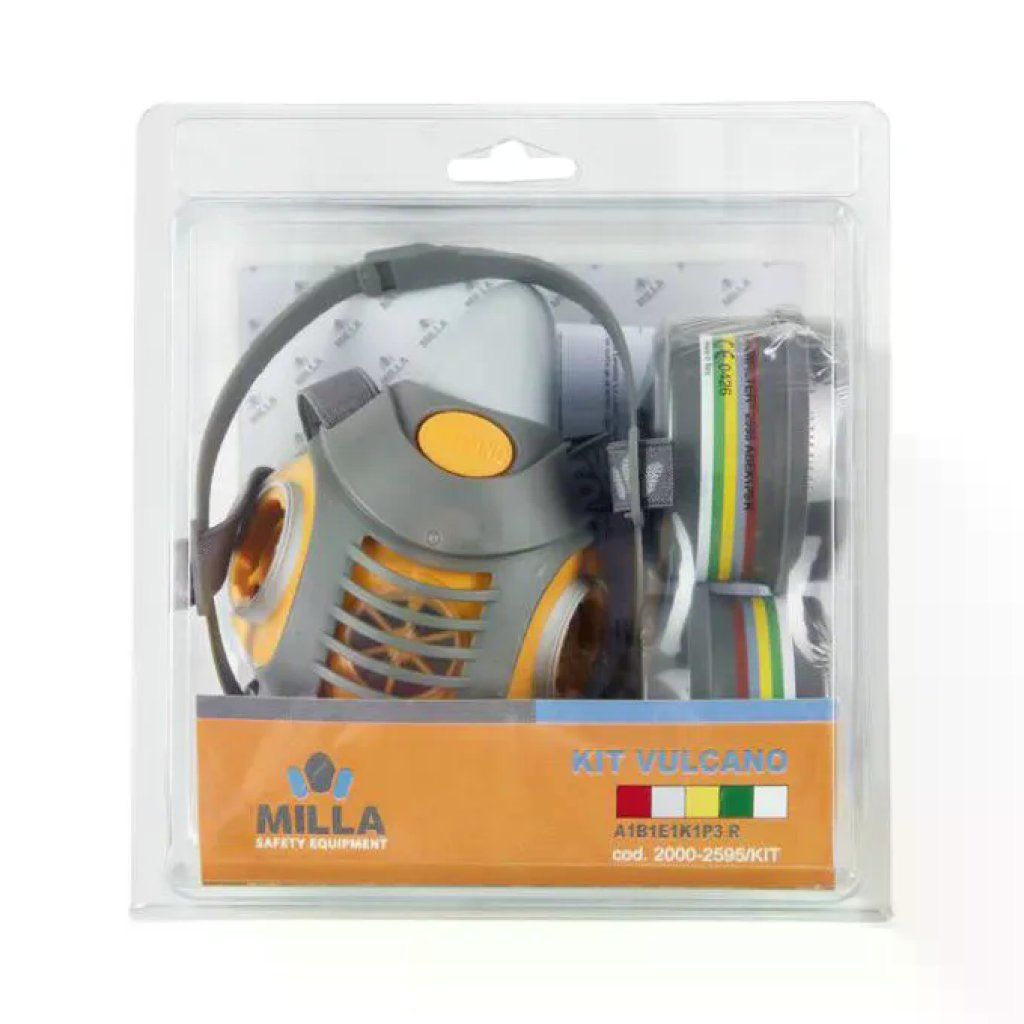 MILLA Vulcano 2000-2591 Maschera Respiratoria Bifiltro con 2 Filtri A1P2 R MILLA Vulcano 2000-2591 Maschera Respiratoria Bifiltro con 2 Filtri A1P2 R