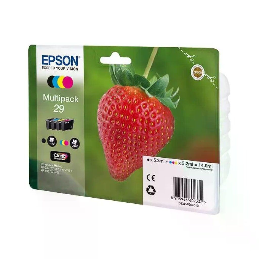 Epson Strawberry 29 C13T29864010 Multipack Cartucce Originali Nero e Colori Epson Strawberry 29 C13T29864010 Multipack Cartucce Originali Nero e Colori