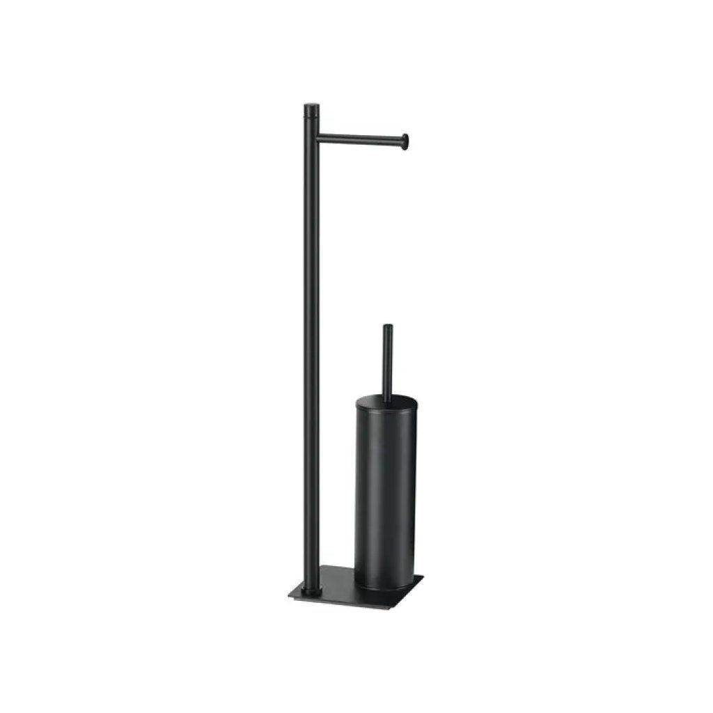 GEDY TANIA TA3214 Colonna WC con Portarotolo e Portascopino, Nero Opaco GEDY TANIA TA3214 Colonna WC con Portarotolo e Portascopino, Nero Opaco