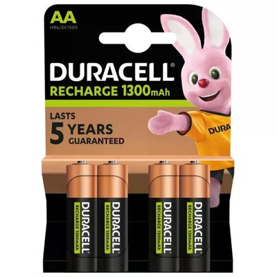 Duracell HR6DX1500 Precharged Batterie Ricaricabili AA NiMH 2500 mAh 1.2V Confezione da 4