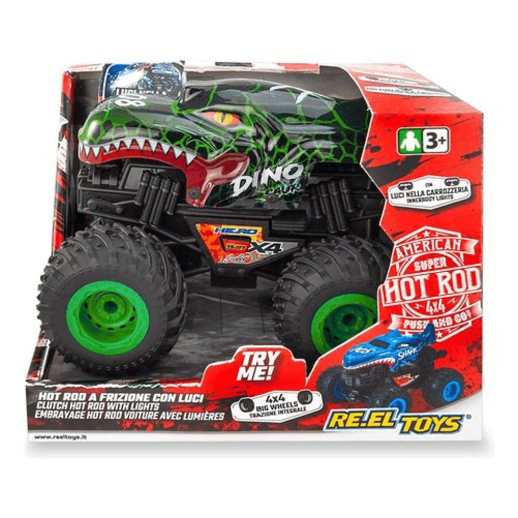 RE.EL Toys Hot Rod 4x4 Dino con Frizione, Luci e Suoni