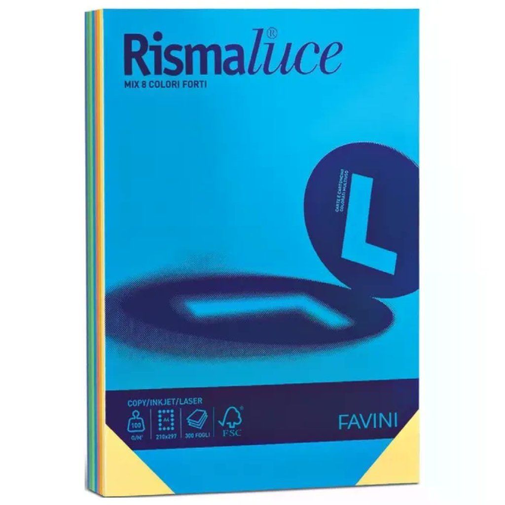 CARTOTECNICA FAVINI Favini Rismaluce 200 – Carta 100 g/m², 8 colori forti