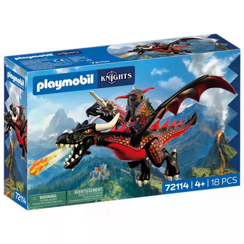 PLAYMOBIL Knights – Drago Nero di Fuoco con Cavaliere 72114 PLAYMOBIL Knights – Drago Nero di Fuoco con Cavaliere 72114