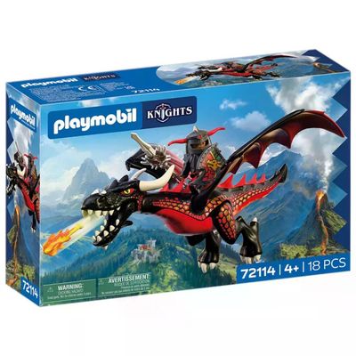 PLAYMOBIL Knights – Drago Nero di Fuoco con Cavaliere 72114 PLAYMOBIL Knights – Drago Nero di Fuoco con Cavaliere 72114