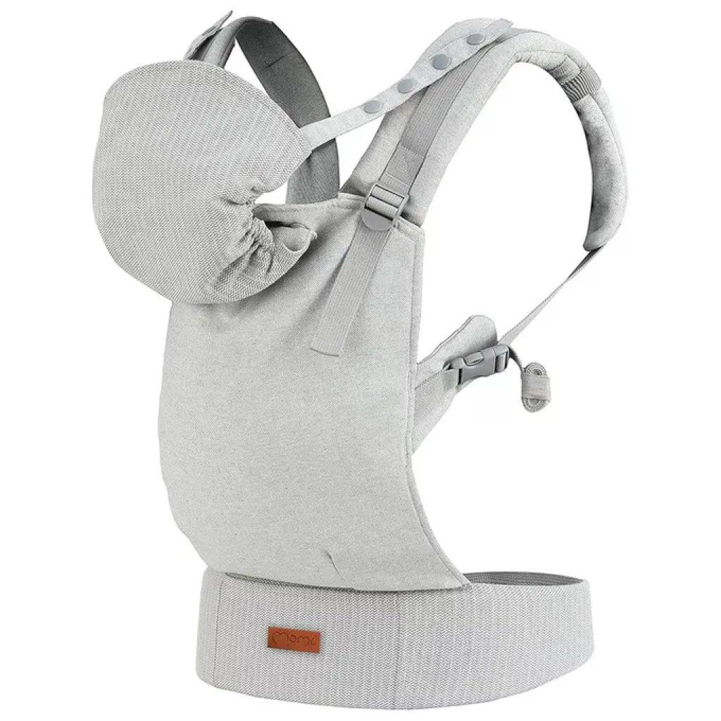 MoMi FLOW COLLET Marsupio Ergonomico Nero per Bambini 3-48 Mesi, 4-20 kg