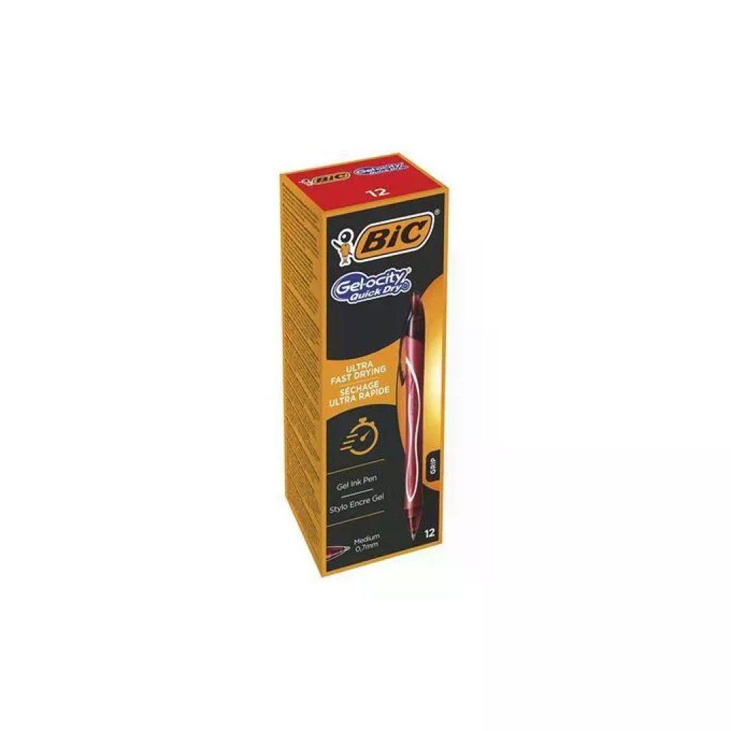 BIC Gel-ocity Quick – Confezione da 12 penne gel rosse
