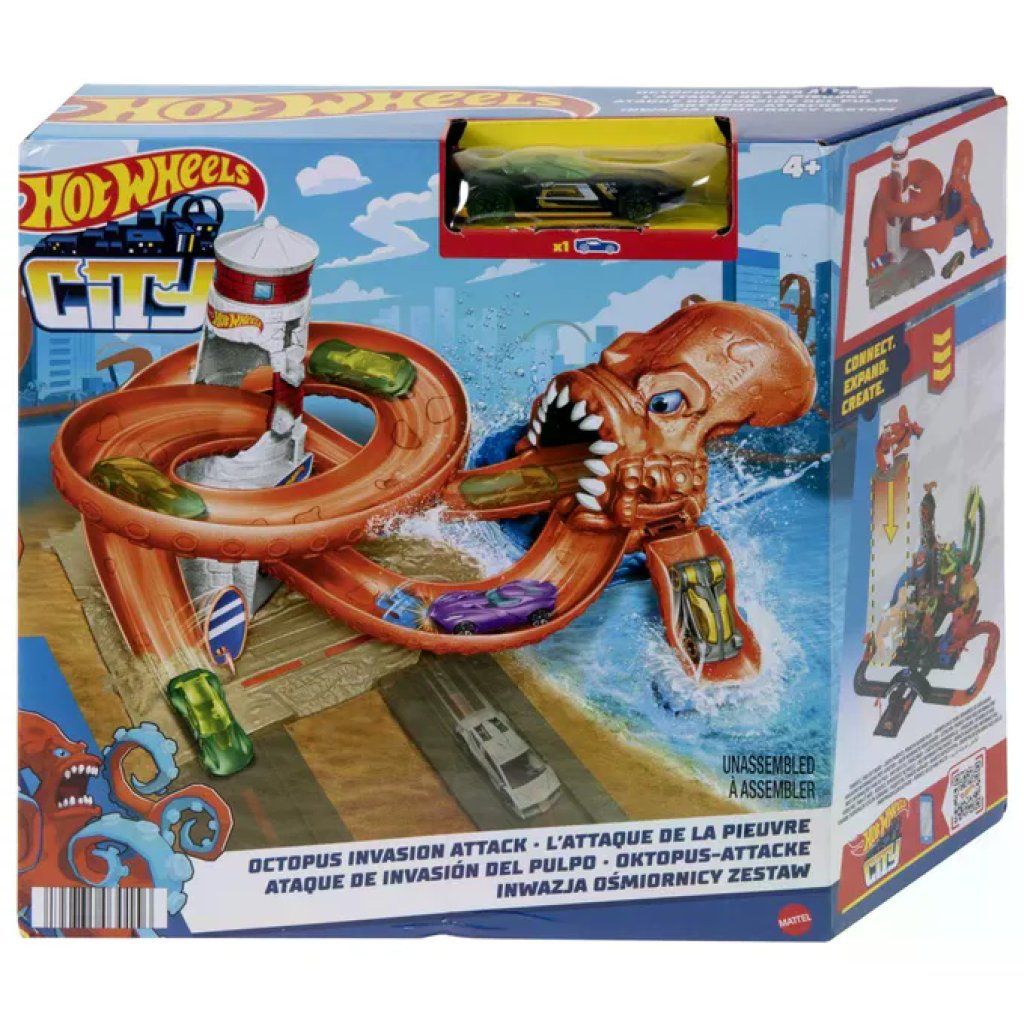 Hot Wheels City Creature Mostruose – Playset Octopus Invasion con veicolo