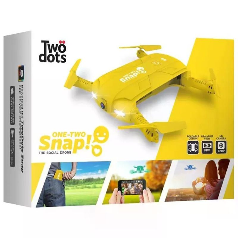 TWODOTS Two Dots Snap DRNA0033 Drone Pieghevole Giallo con Fotocamera HD