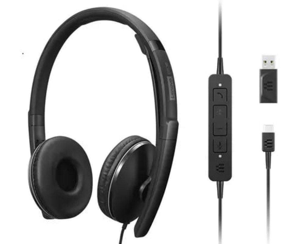 Lenovo Cuffie Over-Ear USB-C con ANC e Microfono, Nere