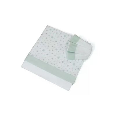 Baby Idea Set Lenzuolino 3 Pezzi per Culla in Cotone Verde